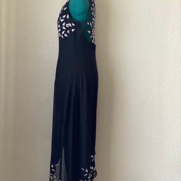 SOLDBlack Vintage Lace Mesh Floral Gown XL - Picture 3 of 8